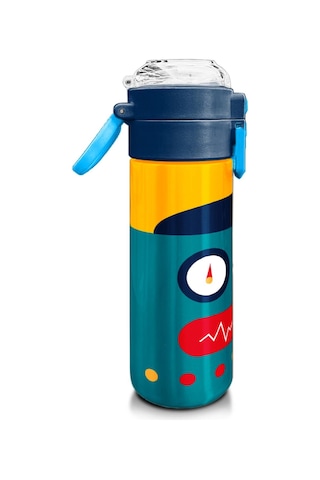 Coral High Kids Lacivert Çivit Robot Desenli Pipetli Ve Direkt İçim Çelik Termos 500 Ml 31918 Lacivert
