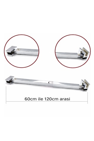 Ayrıntıshop Duşakabin Cam Kabin Teleskopik Cam Gergi 60cm - 120 Cm Arası Krom