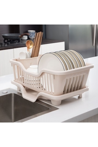 Geeroyoo Ev Kullanıma Tek Katlı Plastik Bulaşık Kurutma Rafı - Japon Tasarım, Orta Açık Süzme Özelliği, Mutfak Dolap Organizatörü Açık Turuncu Diğer