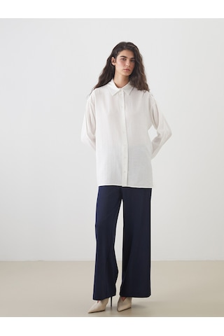 Lcw Modest Ekru Loose Fit Kadın Gömlek Tunik