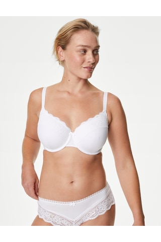 Marks & Spencer Dantelli Destekli Full Cup Sütyen T81008714F Beyaz