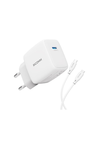 Ricomm 33W GaN USB-C PPS PD Hızlı Şarj Cihazı + 2 M Type-C 60W Şarj Kablosu