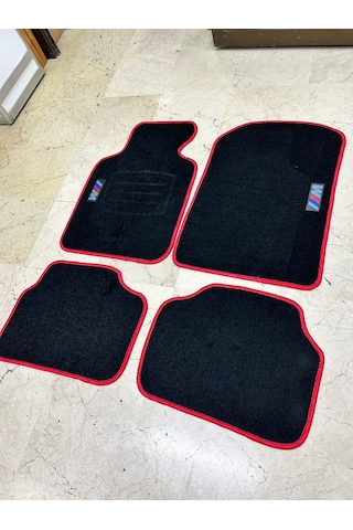 Bmw E30 E36 E46 E90 E92 F30 G20 M Logo Kırmızı Dikiş Halı Paspas