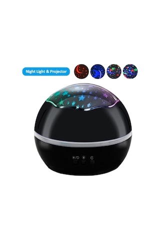 Ximistore9 Siyah Usb Yıldız Ve Deniz Projeksiyon Lambası - 8 Renkli Mod, Döner Tasarım, Uyku Ortamı Oluşturucu Pil Dahil Değil