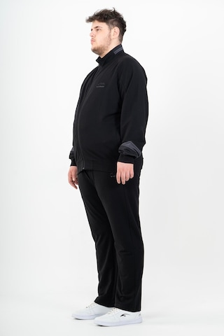 Maraton Sportswear Büyük Beden Erkek Dik Yaka Düz Paça Reglan Kol Basic Siyah-Siyah Eşofman Takımı 22392-Siyah-Siyah