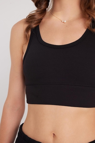 Tudors Kadın Slim Fit Dar Kesim Bisiklet Yaka Kalın Askılı Esnek Siyah Spor Atlet-37805 SIYAH