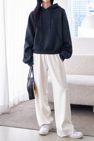 Cool Tarz Kadın Oversize Hoodie Sweatshirt Kapüşonlu Kanguru Cepli Lacivert Lacivert
