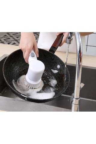 Magic Brush 5 İn 1 Kablosuz Şarjlı Temizlik Fırçası Çok Amaçlı Döner Başlıklı Elektrikli Banyo, Mu
