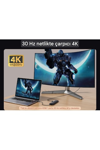Lemorele 13'ün 1'i 4k30hz Hdmı/usb 3.0/pd 100w/3.5 Mm/vga/sd/tf K