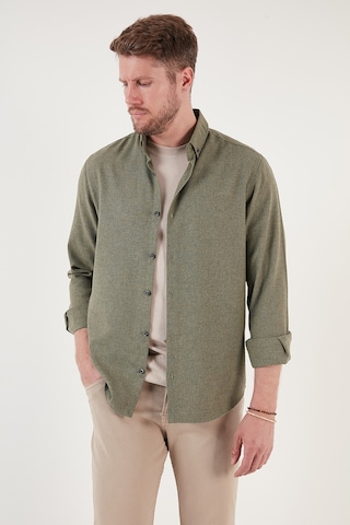 Buratti Pamuklu Regular Fit Düğmeli Yaka Kışlık Erkek Gömlek Cf24W127079 Haki