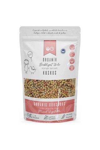 OG natural Organik Karışık Sebzeli Bakliyat Unlu Bebek Kuskus 250 Gr +6 Ay