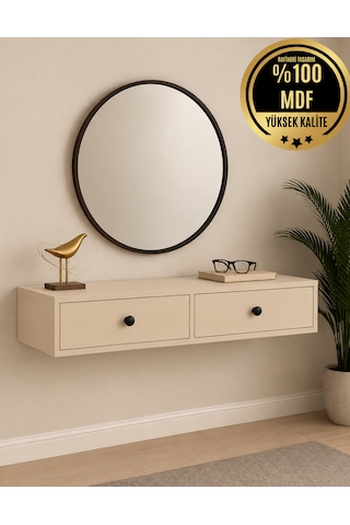 Mancap Model %100 Mdf Gri Duvara Monte Dresuar Krem