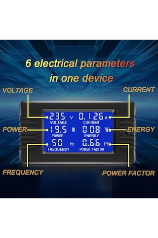 Ac 80-260v 100a Crs-022b Lcd Ekran Dijital Akım Gerilim Güç Enerji Frekansı Güç Faktörü Multimetre Ampermetre Vo