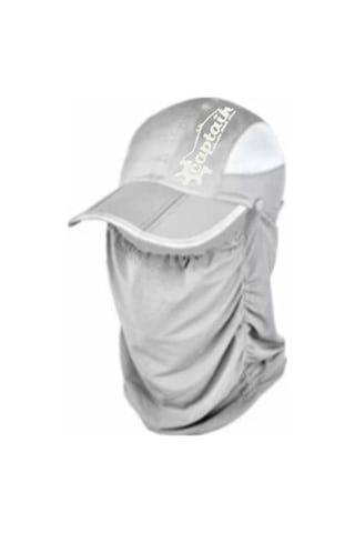 Captain Fisherman Style Cap Jf-06 Katlanır Fileli Şapka + Çıkarılabilir Yüz Koruma Gri