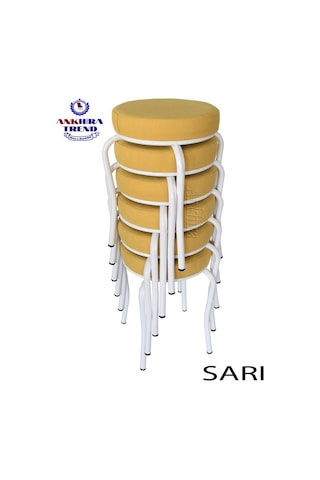 Tabure (Beyaz Ayaklı) ((6 Adet)-Mutfak Balkon Tabur...
