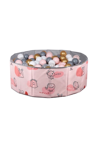 Baby Marine Katlanır Aktivite ve Top Havuzu - 150 Top Hediye/5 Renk - Desenli Pembe