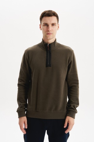 AR-MA Arma Erkek Regular Fit Yarım Fermuar Dik Yaka Sweatshirt Selanik Örme %65 Pamuk %35 Polyester K30554698102 Haki