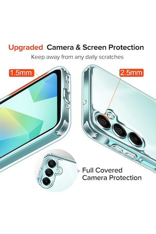 Samsung Galaxy Uyumlu A16 Şeffaf Silikon Kılıf + 2 Adet Ekran Koruyu