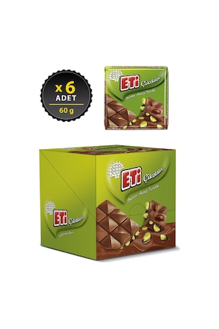 Eti Çikolata Antep Fıstıklı Kare 6 x 60 G
