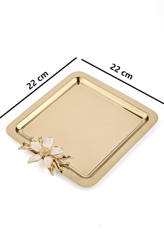 Papatya Aksesuarlı Kare Kahve Ve Çay Sunum Tesisi Gold