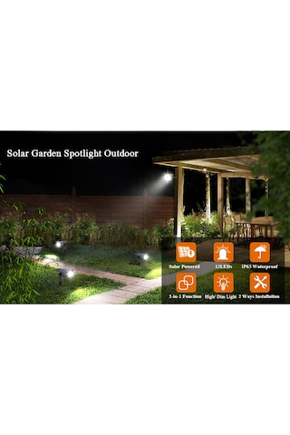 Qingmipy "12 Led Güneş Enerjili Bahçe Aydınlatma Spotu - Su Geçirmez, Ayarlanabilir Açılı, Otomatik Açma/kapama" Siyah