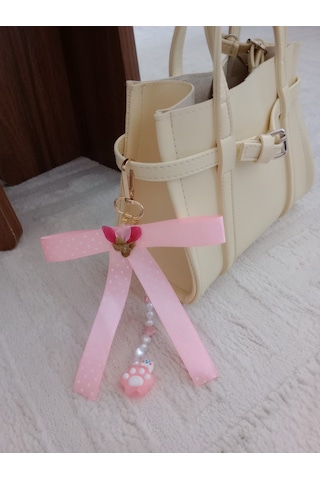 Wisheratelier Pati Temalı Çanta Charmı Beyaz - Pembe