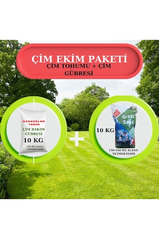 İthal 7 Karışımlı Çim Tohumu - 10 Kg + Ekim Öncesi Çim Gübresi -