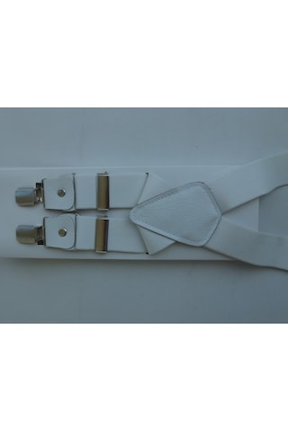 Beyaz Pantolon Askısı Dört Klipsli 3.5 Cm Genişliğinde Beyaz