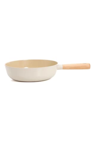 Neoflam 26 CM Döküm Ahşap Saplı Wok Tava Bej