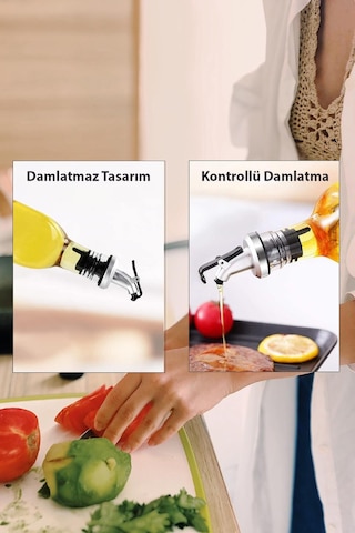 3'lü Kapaklı Yağdanlık Şişe Ucu, Servis Aparatı,şişe Tıpası,damlatmaz Şişe Kapağı,sirkelik,sosluk