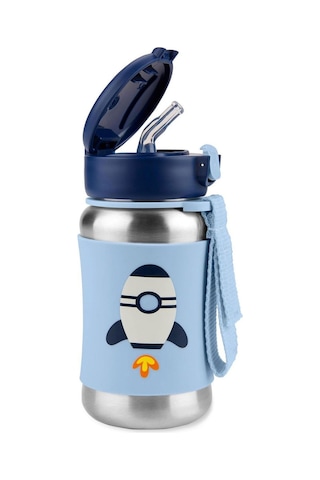 Skip Hop Pipetli Paslanmaz Çelik Suluk 350 ML 12+ Ay Lacivert