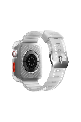 Watch 7 45mm Kordon Skinarma Kurono Sert Pc Kasa Koruyucu Ve Shokku Silikon Strap Kayış Beyaz Beyaz