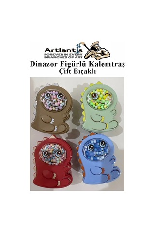 Dinazor Kalemtraş 4 Renk 1 Paket Hazneli Jumbo Kalemtıraş Dinazorlu Standart Kalem Açacağı Sevimli Plastik