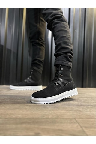 Erkek Spor Bot B12 Siyah Süet Beyaz Taban Renklı