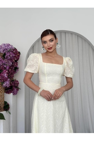 Etiler Collection Lına Midi Elbise Beyaz