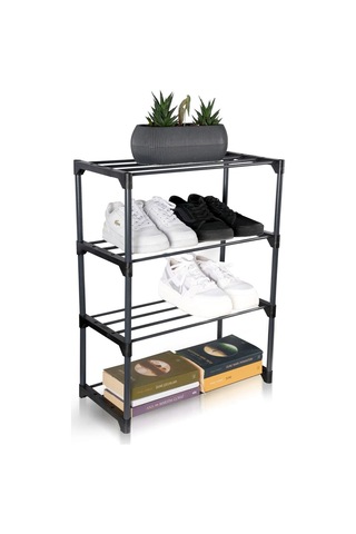 Çok Amaçlı Raf - 4 Katlı Metal Ayakkabılık - Organizer - Kitaplık - Çiçeklik Antrasit