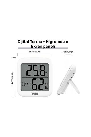 Tr İç Mekan Dijital Isı Ve Nem Ölçer Beyaz Termometre Wvt17 Thermometer