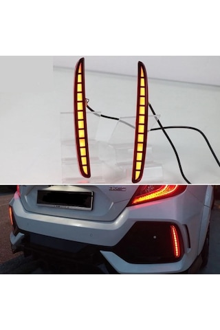 Autogp Honda Civic Fc5 İçin Uygundur Typer Arka Sis Lambası Kırmızı Led 2016+ Reflektör Led