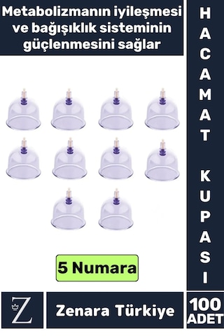 Yüksek Kaliteli Metabolizma Etkili Vakumlu Hacamat Kupası 5 Numara 100 Adet