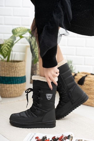 Twingo 995 Kışlık İçi Kürklü Termal Kadın Kar Botu Siyah