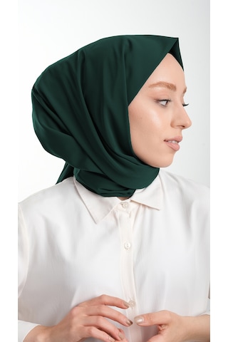 Zümrüt Düz Klasik Şal Medine İpeği Sade 202103 37 Zümrüt