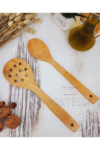 Ahşap Tahta Mutfak Kaşık Seti 2 Parça Kayın Şimşir Ağacı 2-5