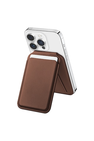 Buff Apple Uyumlu iPhone Walletmag 2.0 Stant Manyetik Deri Cüzdan Brown Kahverengi