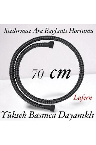70 Cm Siyah Kısa Tepe Ara Duş Hortumu Spiral Robot Bağlantı Örgü Dayanıklı Kopmaz Patlamaz Sızdırmaz