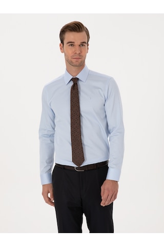 Cacharel Açık Mavi Slim Fit %100 Pamuk Klasik Gömlek Denım
