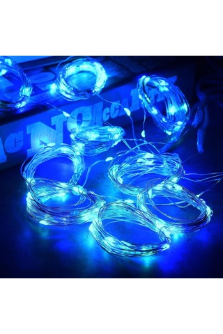 Vkemall Oda Dekorasyon Işığını: 3m 300 Led Mavi Perde Işık Zinciri, Uzaktan Kumanda Ve Pil Dahil Mavi
