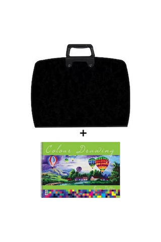 25x35 Cm Resim Çantası + 25x35 Resim Defteri Askılı - Fermuarlı Siyah