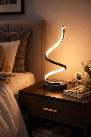 Lara Antrasit Renk Gün Işığı Led Işıklı Modern Tasarım Led Masa Lambası - Abajur - Gece Lambası