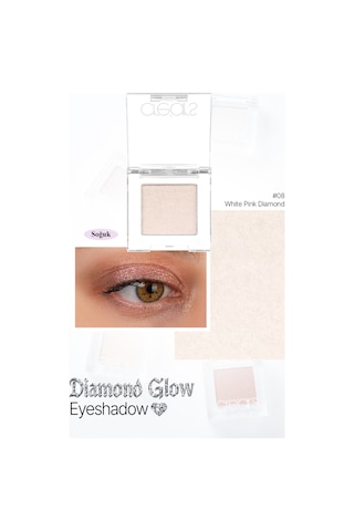 Cre'ars Yoğun Işıltılı Jel Yapılı Tekli Far Diamond Glow Eyeshadow 08 White Pink Diamond