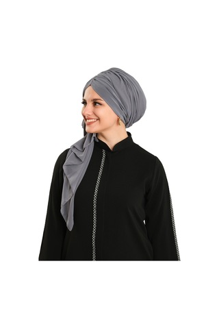 Hürrem Bone Antrasit Pratik Hazır Geçmeli Bone Şal Şifon Drapeli 2507 25 antrasit